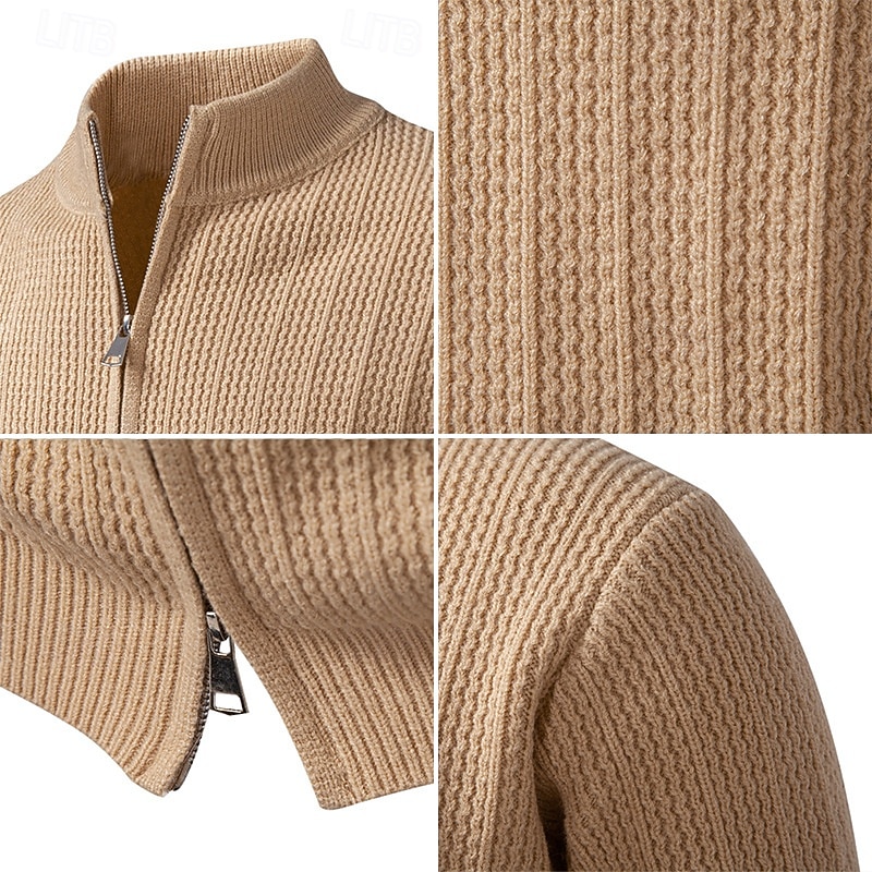 Herren Strickjacke Kurzer Pullover Reißverschluss-Pullover Strickpullover Gerippt Stricken Normale Oberteile Reißverschluss Einfach Stehkragen Mode Klassisch Urlaub Alltagskleidung Bekleidung Herbst 2025 - $40.99 –P7