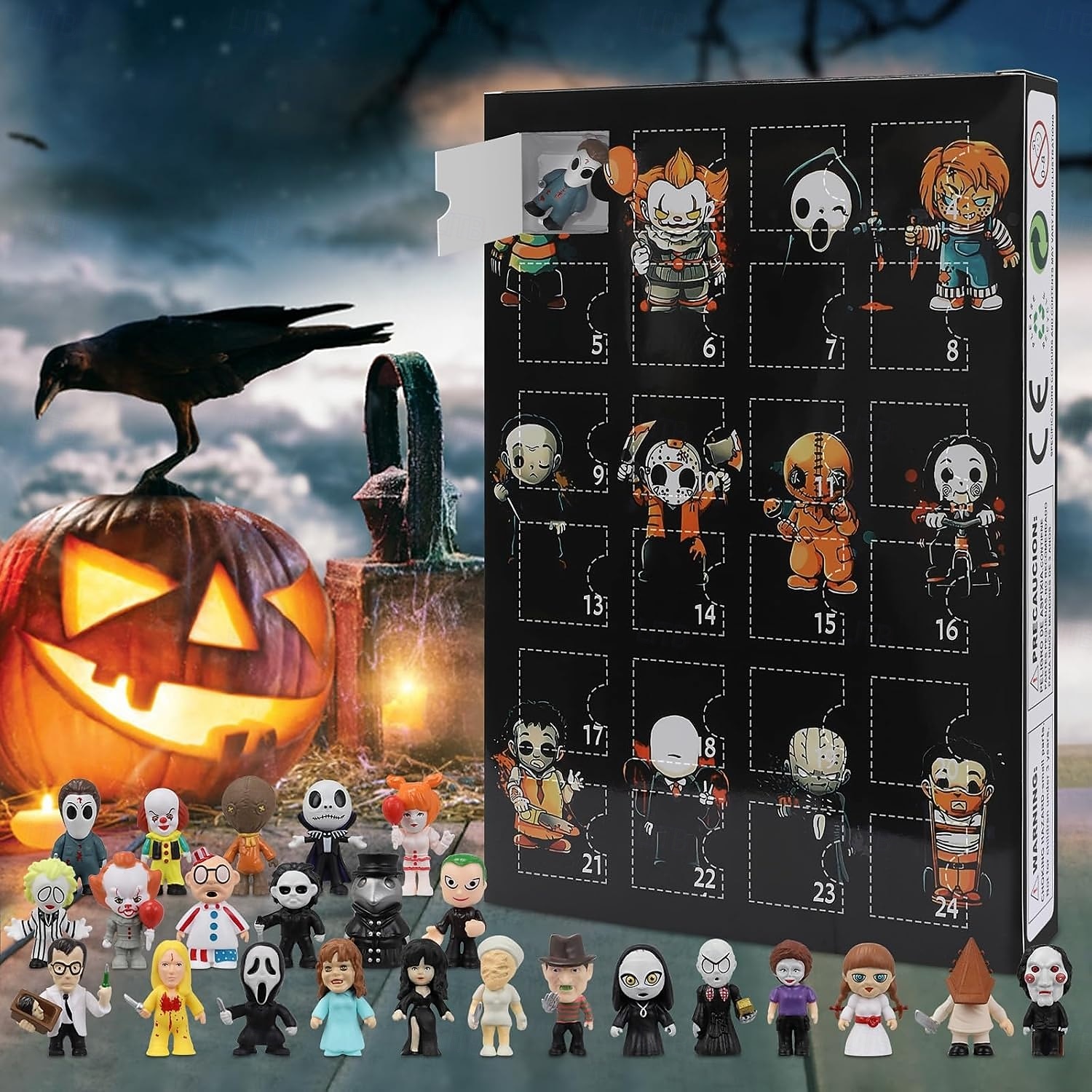 2025年 ハロウィンアドベントカレンダー ホラー映画 2025、ハロウィンカウントダウンカレンダー 2025 子供と大人向け クラシックドール コレクターフィギュア 24個付き、プレクリスマスドール コレクション – $29.99 –P1