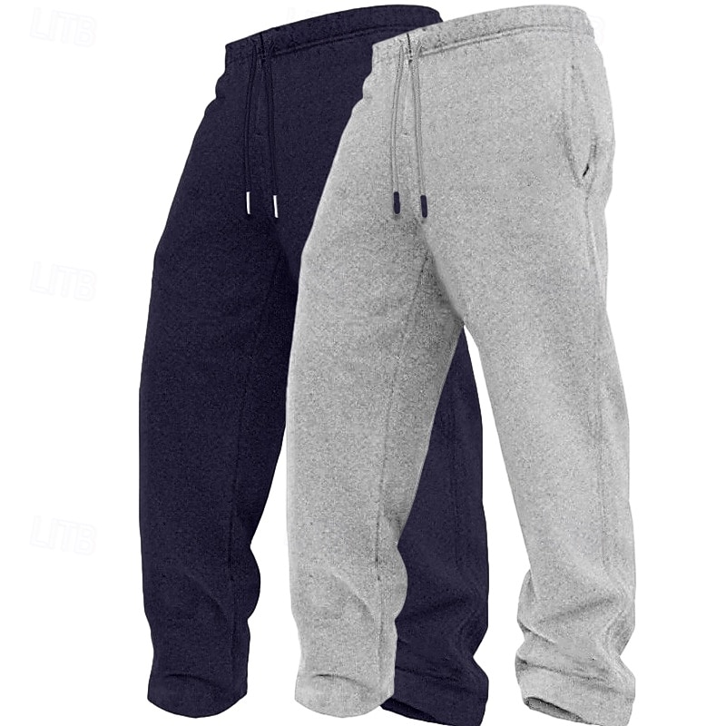 Herr Joggingbyxor Fleecebyxor Långbyxor Casual byxor Träningsbyxor med raka ben Snörning Elastisk midja Flerpack Slät Komfort Varm Fullängd Utomhus Dagligen Utekväll Mode Etnisk Stil Lös passning 2026 - $21.49 –P4