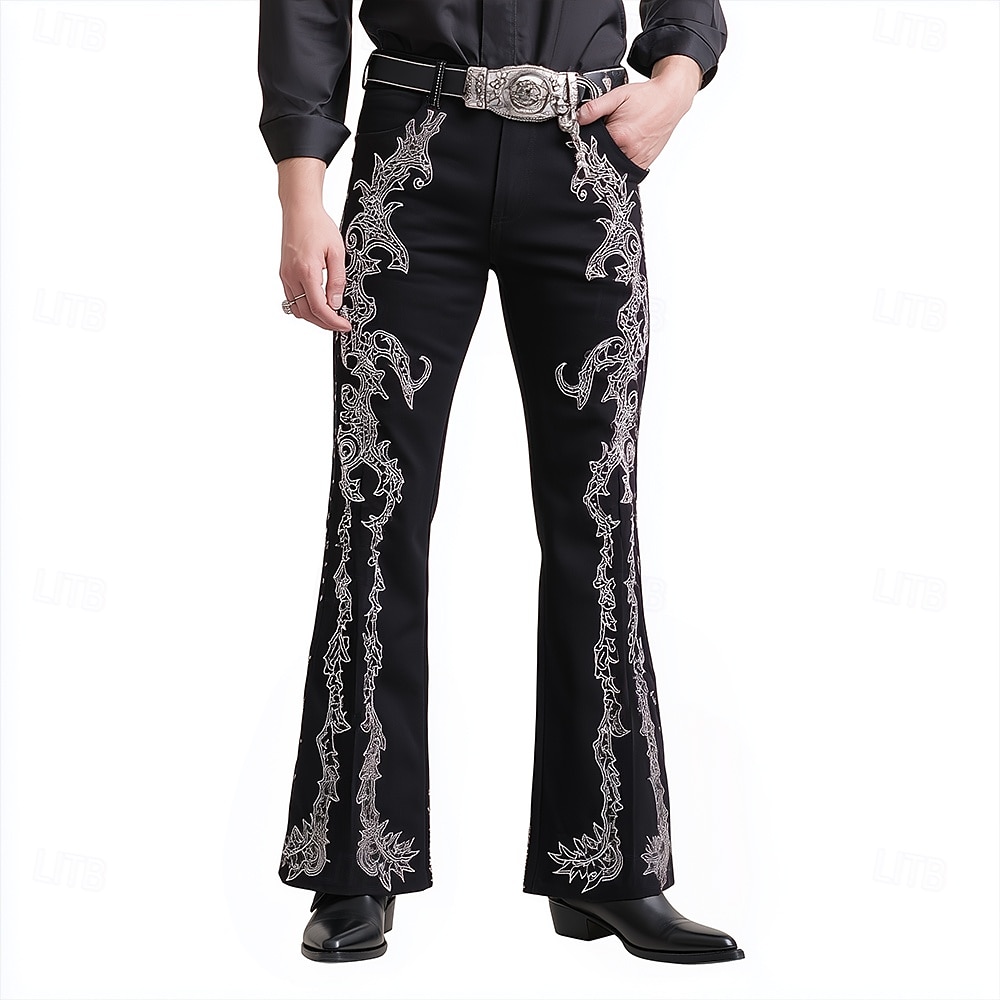 Herren Blumendruck Blumen Disco-Hosen 60er 70er Schlaghosen Mittlere Taille Western Vintage-Retro Outdoor Urlaub Lässig Seitentaschen Schlaghose Frühling Herbst 3D-Druck Schwarz Rote Blau 2026 - $29.99 –P1