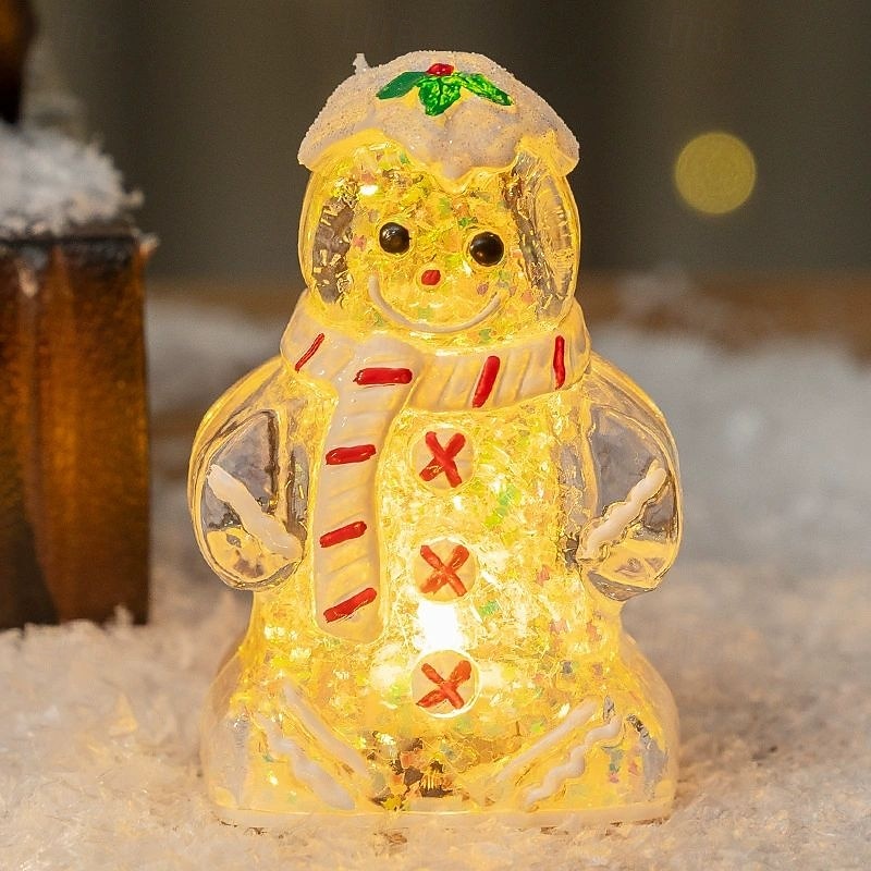 Crăciun drăguț om de turtă dulce lumină strălucitoare om de zăpadă Crăciun alimentat cu baterii ornamente de Crăciun cadou de Anul Nou decorațiuni interioare 2025 - $9.49 –P8