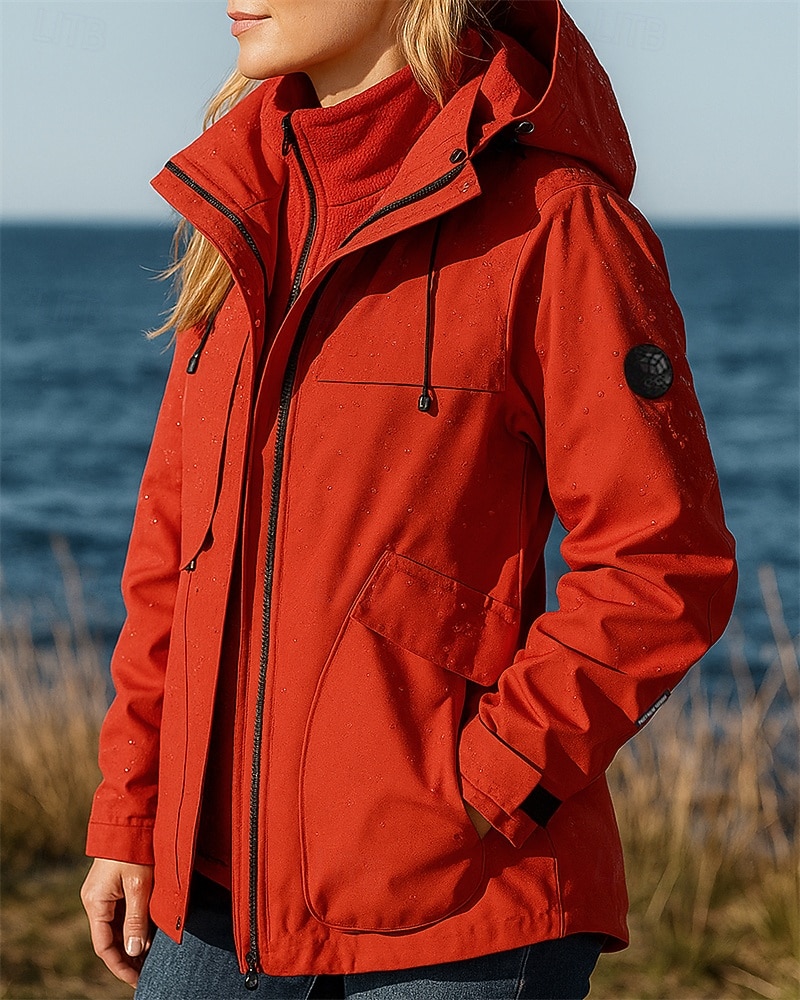 Per donna Giacca da escursionismo Giacca in Pile Giacca 3 in 1 Inverno All'aperto Impermeabile Antivento Top Nero Bianco Rosso Viola del 2025 a $63.99 –P3