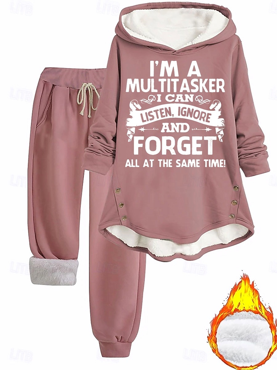 2025年 女性用 日常 パーカー 長袖 フード付き グラフィック レタード ドローストリング プリント カジュアル 日常 ダスティローズ ブルー グレー 秋 ルーズフィット  コレクション – $47.99 –P3