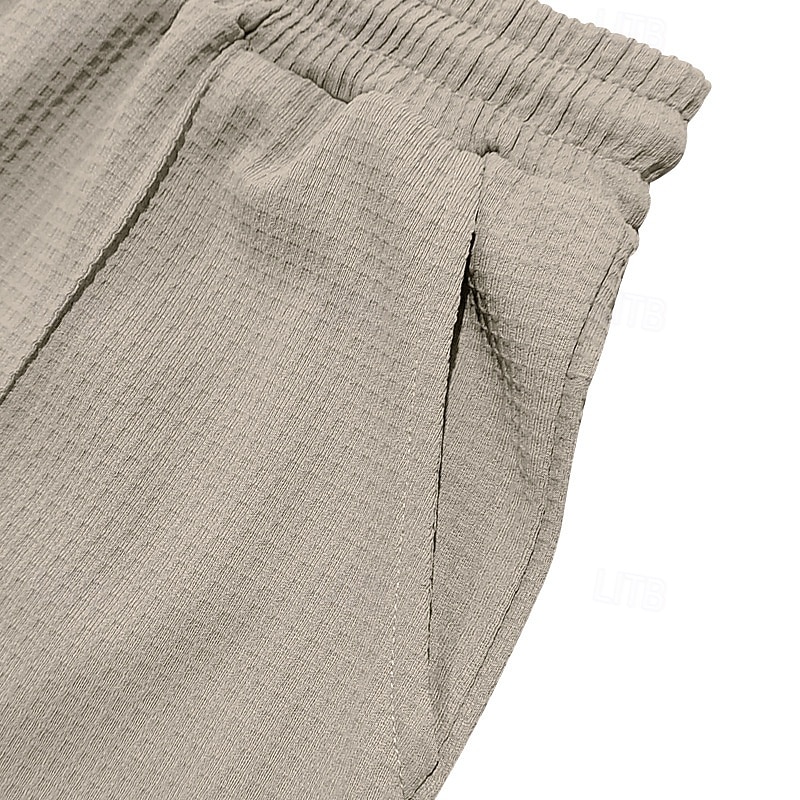 Homme Gauffré Pantalons Pantalons Amples Boutons Uni Portable Longueur complète Extérieur Quotidien Camping & Randonnée Vacances Mode Noir Blanche de 2025 ? $21.99 –P12