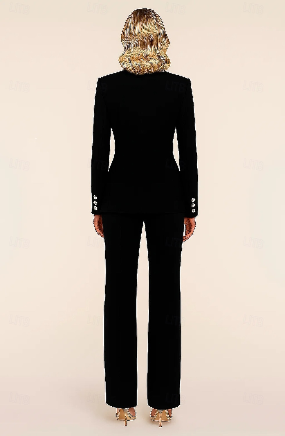 Damen 2-teilige Anzüge Formell Hochzeitsgast Samt Elegant Minimalistisch Langarm Bodenlang Peak Revers Doppelreihig 2025 - $189.99 –P2