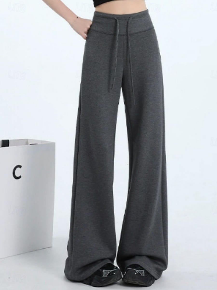 Per donna Pantaloni da tuta Gamba larga Chinos Moda Streetwear Essenziale Lunghezza intera Vita Alta Semplice Tasca Fascia Elastica Comodo Morbido Confortevole Micro-elastico All'aperto Streetwear del 2025 a $26.99 –P1