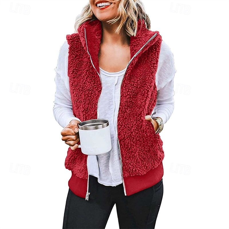 Mujer Chaqueta casual Cómodo Transpirable Cremallera Bolsillo Casual Plano Vacaciones Calle Casual Ropa Cotidiana Cremallera Corto Regular Con Capucha Ajuste regular Sin Mangas Ropa de calle Negro 2025 - $28.99 –P5