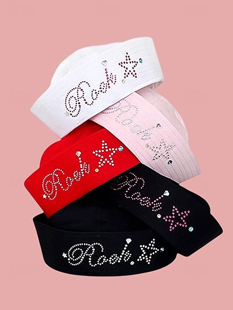 Damska czapka marynarska z napisem z kryształków, stylowa czapka do strojów K-pop, na bal maskowy i jako dodatek do kostiumów scenicznych 2025 - $18.99 –P7