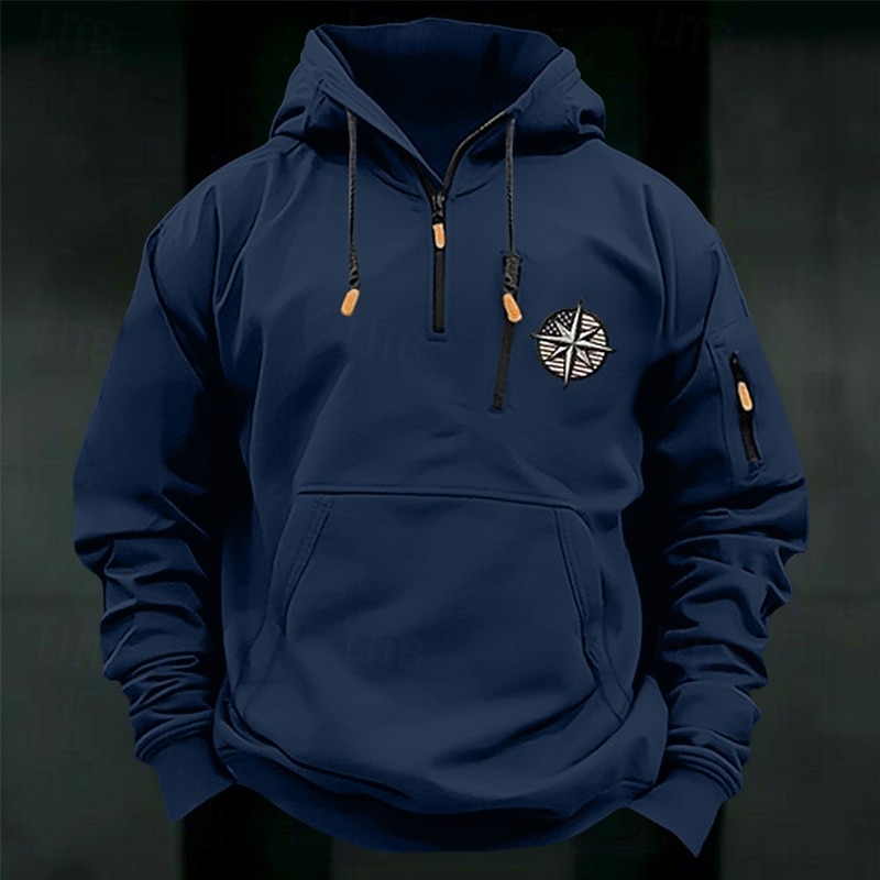 Per uomo Felpa con cappuccio Felpa con cappuccio e zip corta Felpa con cappuccio tattica Nero Verde militare Borgogna Blu marino Blu Reale Con Cappuccio Semplice Cerniera Sport & Outdoor Casuale del 2025 a $23.99 –P7