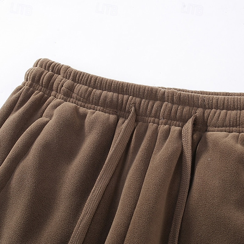 Herren Jogginghose Fleecehose Hose Winterhose Kordelzug Tasche Elastischer Bund Einfach Komfort Warm Sport im Freien Täglich Mode Lässig Schwarz Khaki Mikroelastisch 2026 - $28.99 –P4
