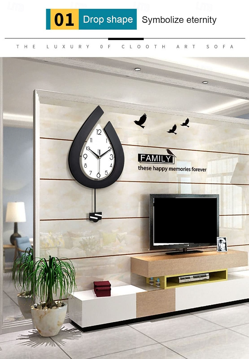 μεγάλο ρολόι τοίχου με σταγόνα νερού, μοντέρνο ρολόι τοίχου για σαλόνι, κατάλληλο για διακόσμηση σπιτιού, υπνοδωματίου, κουζίνας και γραφείου 2026 - $60.99 –P1