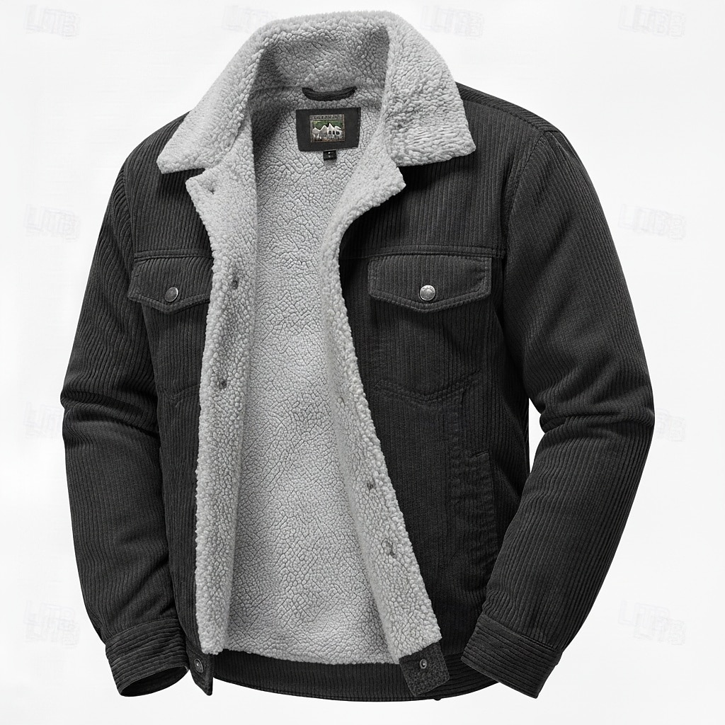 Męskie Kurtka sztruksowa Kurtka polarowa Formalny Dom Keep Warm Kieszeń Gładkie Jesień Zima Jednokolorowe Aktywny Neutralny Kołnierzyk koszuli Regularny Czarny Khaki Ciemnoszary Kawowy Kurtki 2026 - $69.99 –P6