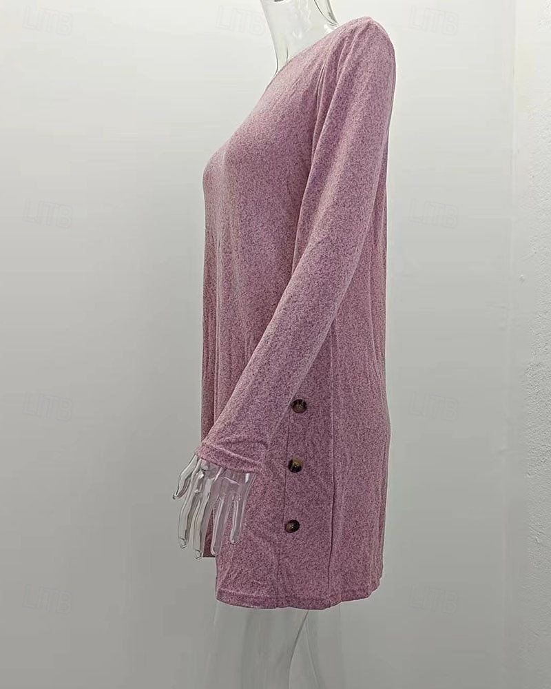 Damen Minikleid schwarzes kleid Freizeitkleid Cocktailkleid Abendkleid Elegant Modern Täglich Ausgehen Wochenende Normale Passform Einfach Langarm Rundhalsausschnitt Schwarz Rosa Grau Frühling Herbst 2025 - $28.99 –P7