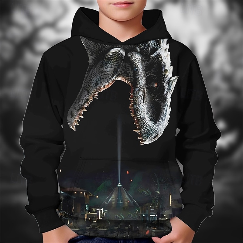 Halloween Pojkar 3D Dinosaurie Huvtröja Långärmad Vår Höst Mode Streetwear Barn 4-12 år Huva Utomhus Ledigt Dagligen Normal 2025 - $18.99 –P1