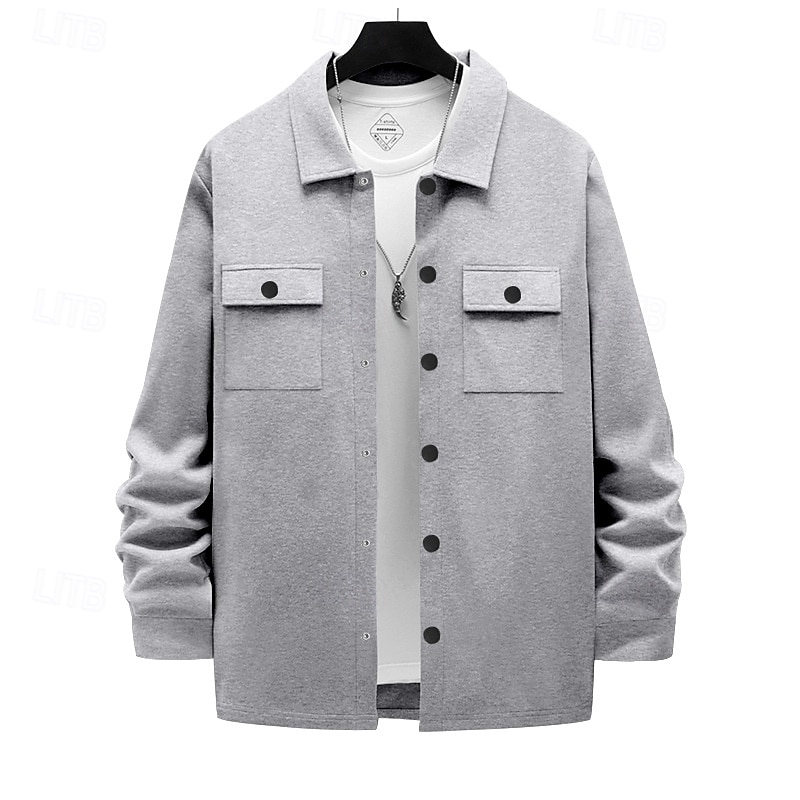 Per uomo Giacca Leggera Giacca Cargo Giacca Casual Vacanza Quotidiano Caldo Tasca Primavera Autunno Semplice Moda Classico Bavero Regolare Nero Rosso Cachi Grigio chiaro Grigio scuro Giacca del 2025 a $24.99 –P13