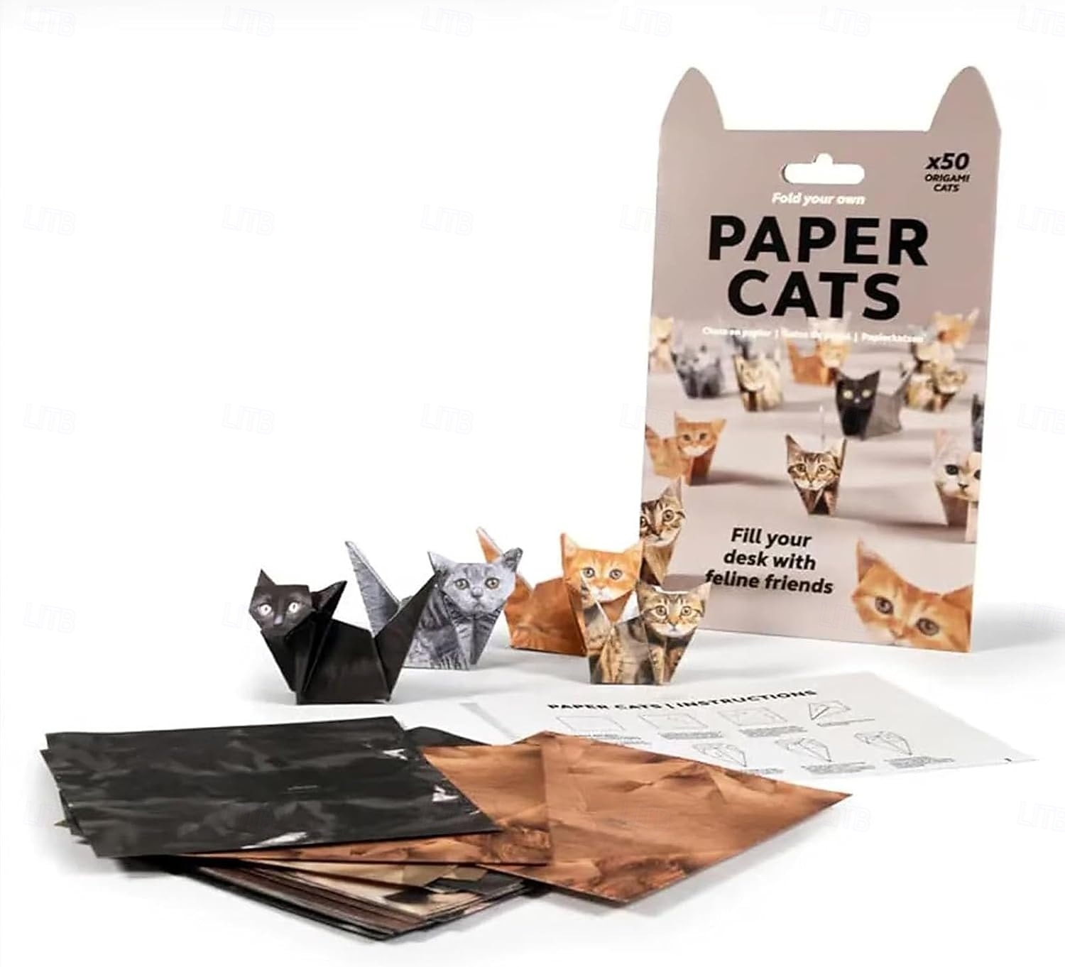 Gatos de papel de bricolaje, kit de manualidades de origami de papel de gato/perro/dinosaurio 3D de 50 hojas con instrucciones, decoración de escritorio de animales de bricolaje, divertidos kits de 2025 - $16.49 –P7