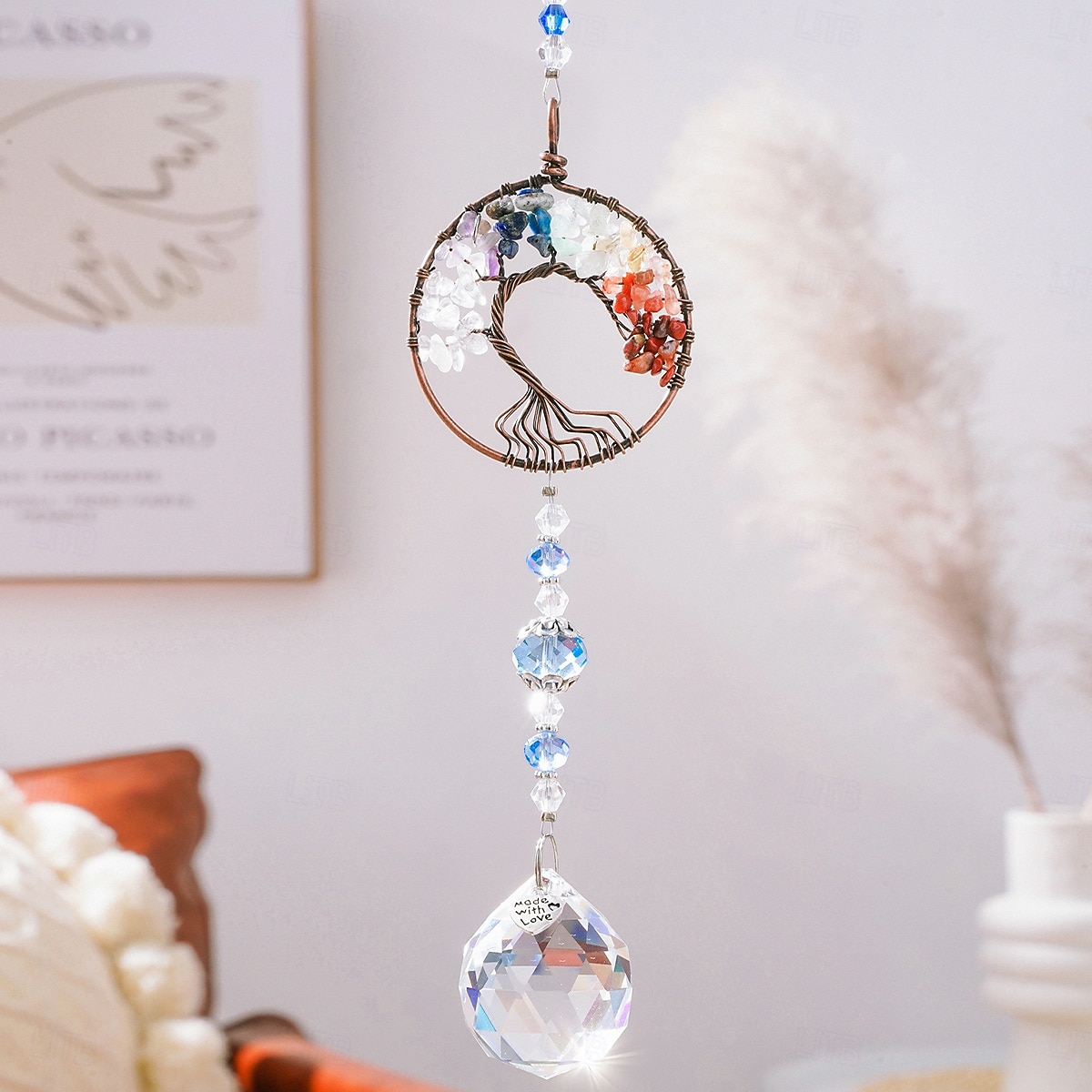 Adorno colgante atrapasol de árbol de la vida de cristal, colgante de cristal para jardín, patio, porche, balcón, decoración interior y exterior, regalo perfecto y decoración del hogar. 2026 - $9.99 –P7