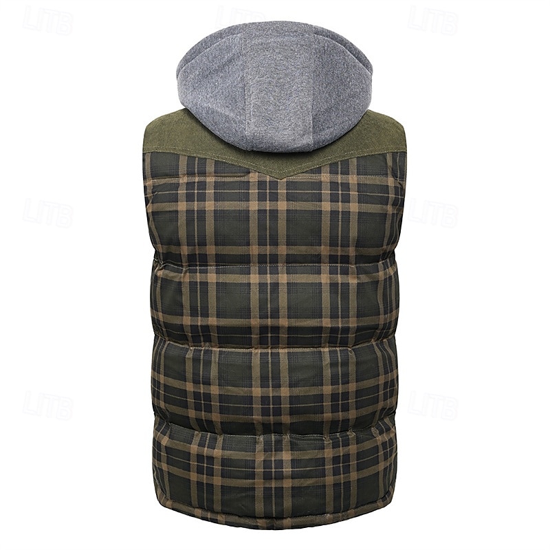 Per uomo Gilet imbottito Gilet Vacanza Quotidiano Data Moda Casual Autunno Inverno Tasca Poliestere Caldo Confortevole Plaid Cerniera Con Cappuccio Vestibilità regolare Rosso Verde Verde militare del 2026 a $69.99 –P8