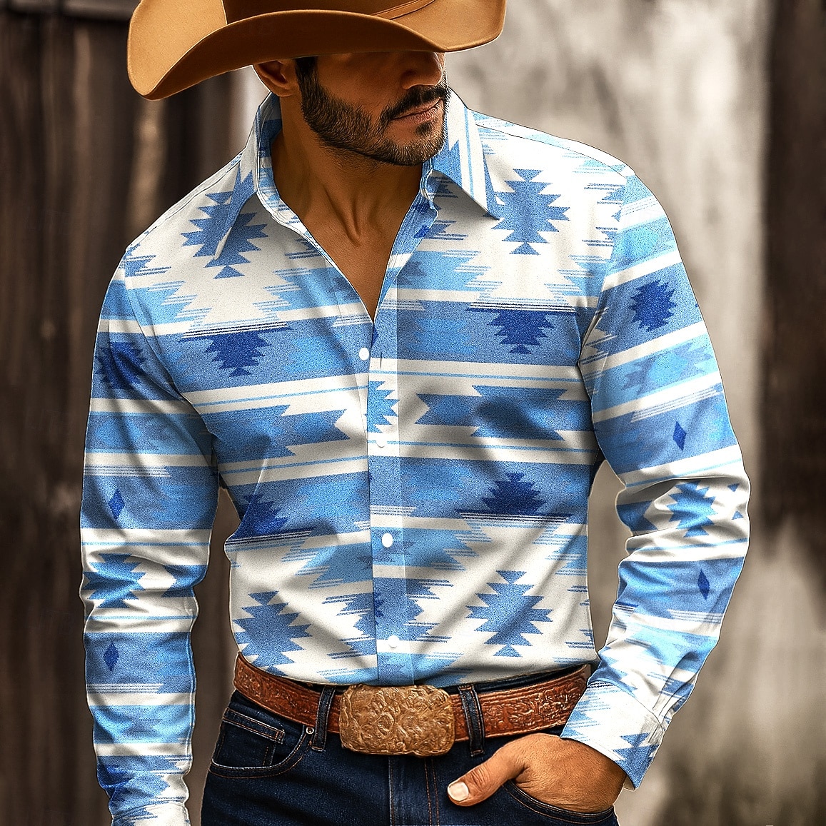 Miesten Geometrinen Intialainen kulttuuri Navajo-kuvio Paita Länsimainen paita Button Up paita Pitkähihainen Vintage retro ulko- Kausaliteetti Työasut Kevät Syksy Sänkyjen avaus 3D-tulostus 2025 - $25.99 –P5