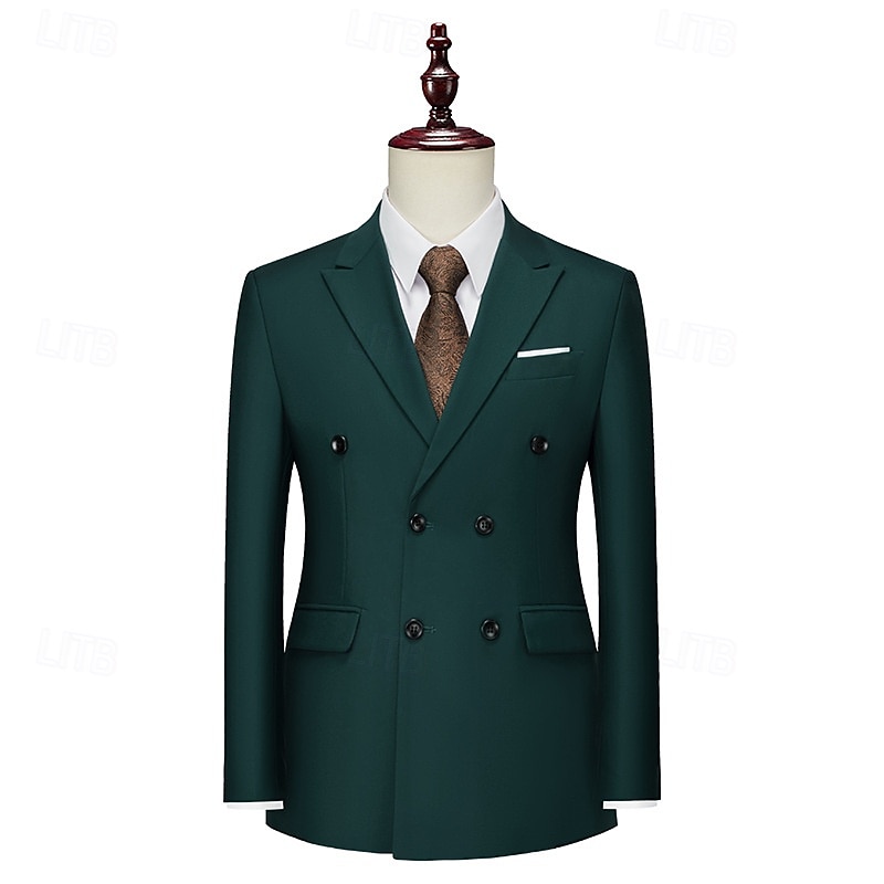 Homme Blazer Affaires Cocktail Fête de mariage Mode Occasionnel Printemps Automne Polyester Uni Avec Poches Boutons Confortable Double Boutonnage veste Noir Blanche Jaune Rose Claire de 2025 ? $71.99 –P15
