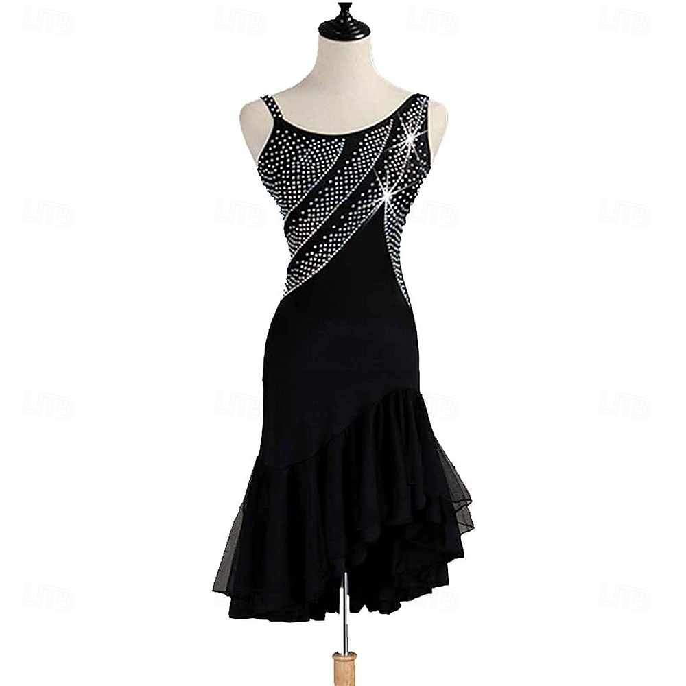 Damen Latein Rhythmus Salsa Gesellschaftstanz Kleid Wettkampfkostüm Wettbewerb Modern Walzer Cha Cha Kleid 2025 - $136.99 –P1