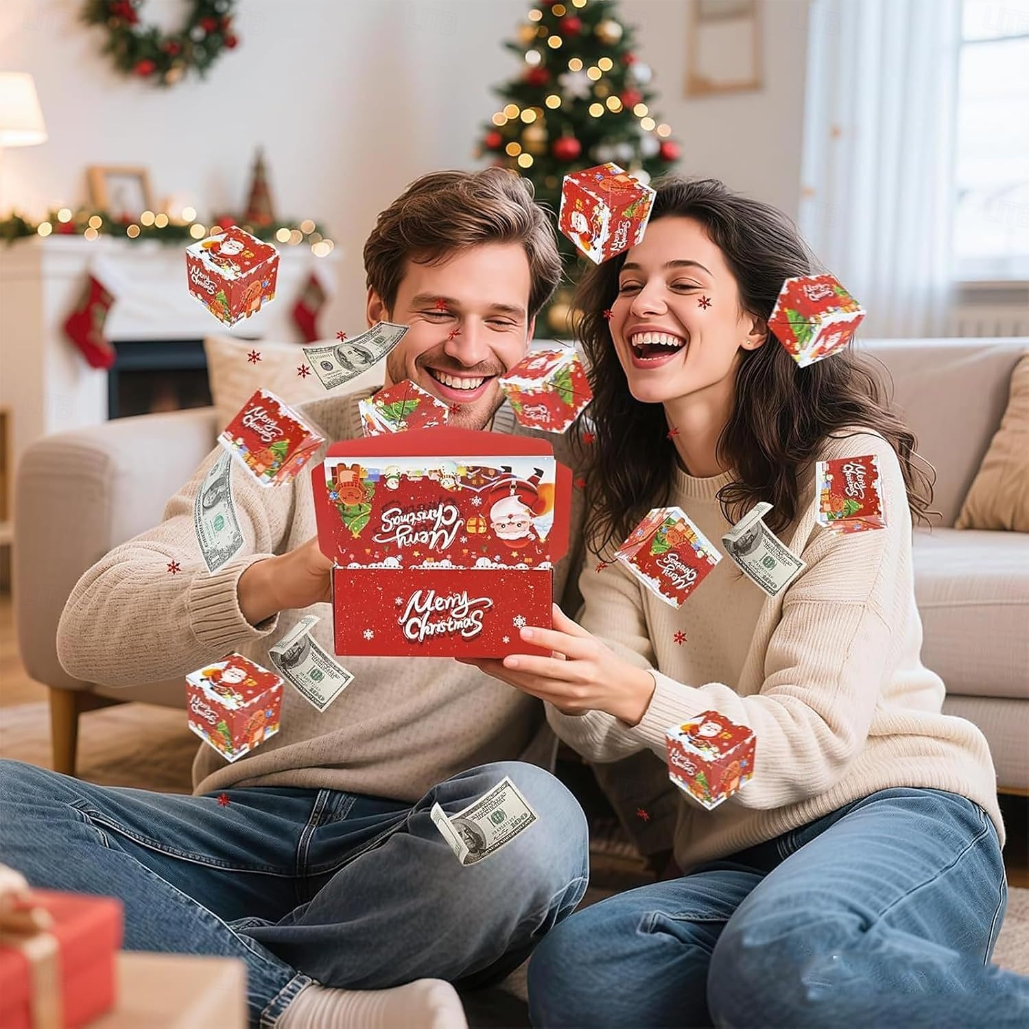 6/10/12/16/20 stk. juleoverraskelseshoppeeskesett - festlig rød papirgaveeske med julenissens design, sammenleggbar julepengeboks, gjør-det-selv unike sammenleggbare hoppende kontanter 2025 - $9.99 –P8