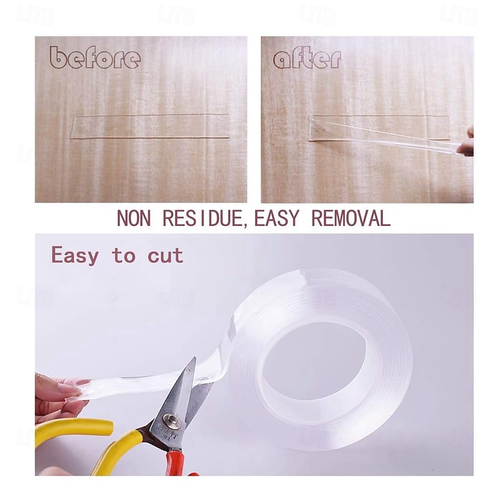 Lot de 2 rubans adhésifs double face nano 16,5 pieds, ruban de montage adhésif très résistant, transparent &Ruban adhésif résistant pour affiches murales, bandes de suspension d'images multi-usages de 2026 ? $15.99 –P4