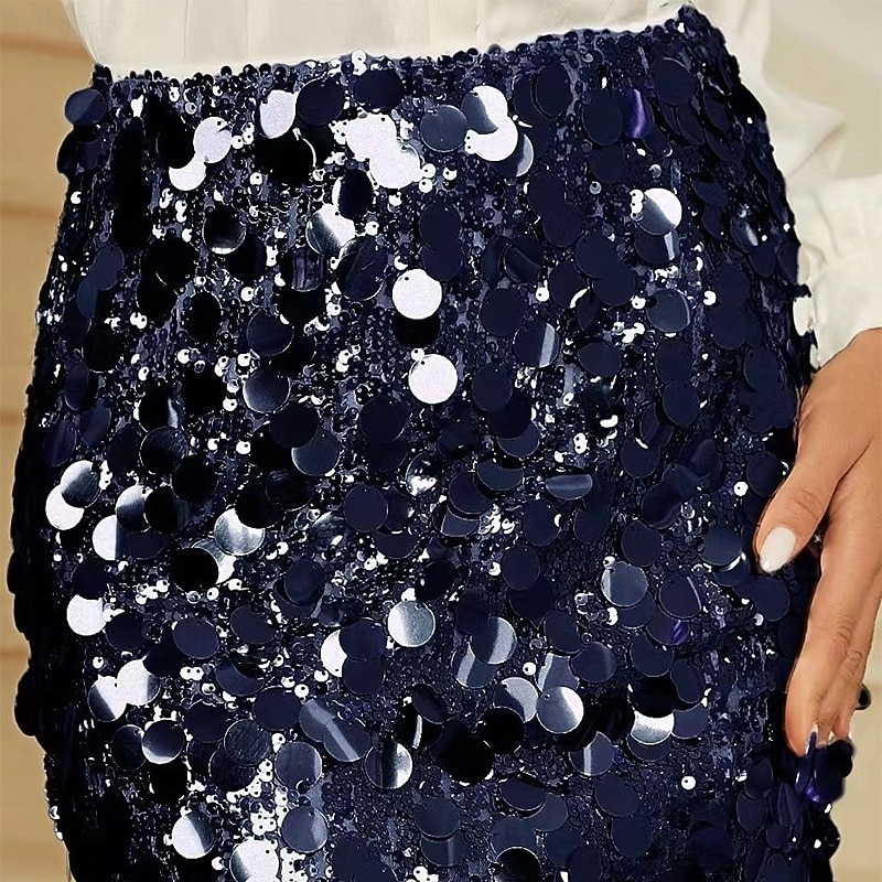 Pentru femei Fustă Bodycon Modă Sclipici Strălucitor & Sclipitor Mini Talie Înaltă Fuste Simplu Paiete Micro-elastic Petrecere Stradă Bleumarin Negru Șampaniu Roz Îmbujorat Primăvară Poliester 2025 - $36.99 –P5