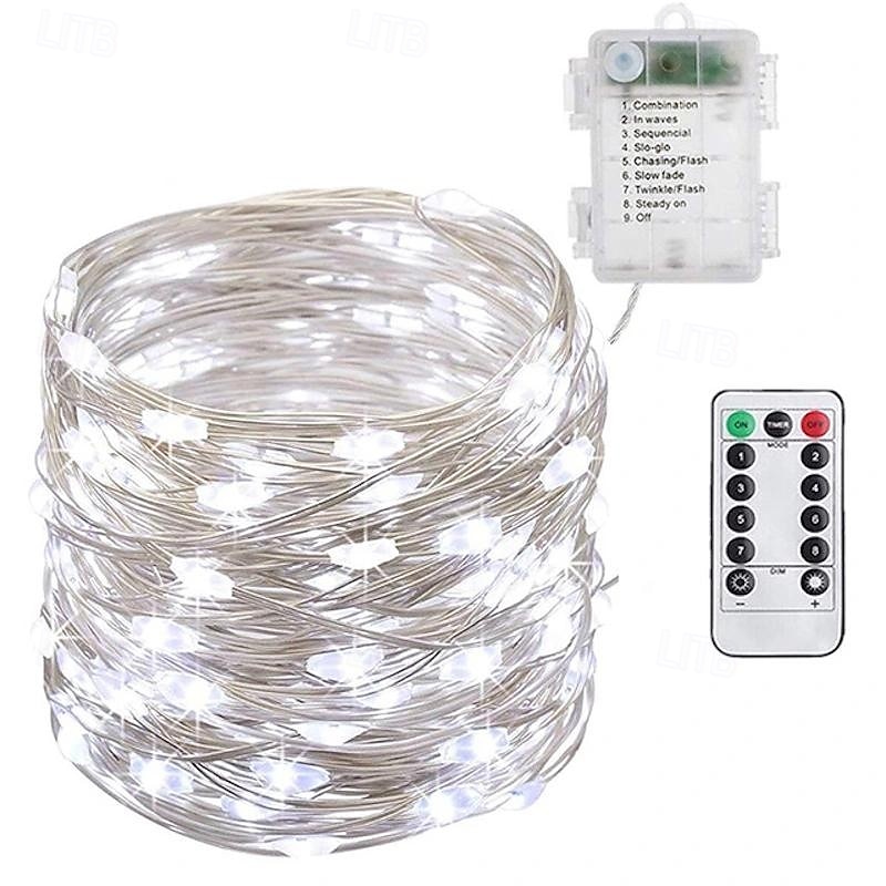 2 מטר 5 מטר 10מ' חוטי תאורה 20/50/100/120 נוריות 2,835 SMD לבן חם לבן צבעוני אורות חוטי נחושת חג ליל כל הקדושים יצירתי מפלגה 3 V 2025 - $12.49 –P2