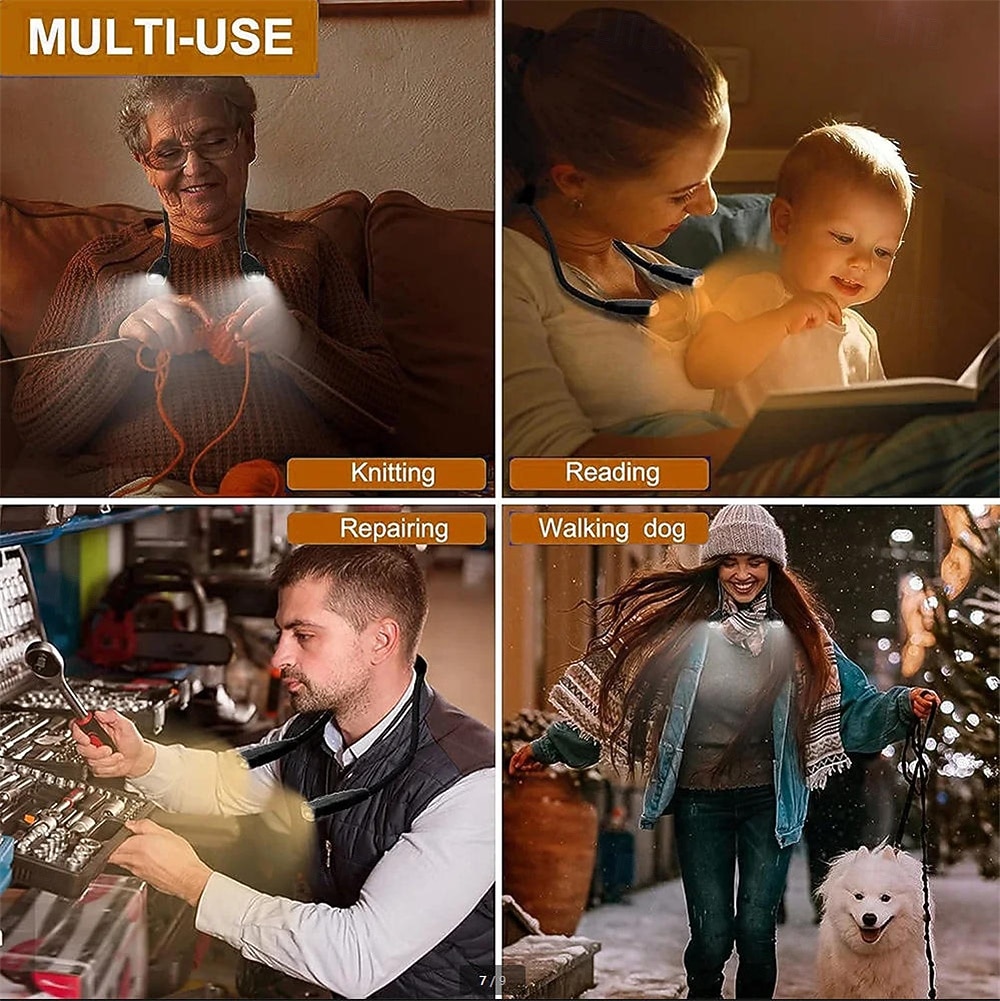 1 Pc LED Neck Hung Light Hands Free Neck Light 5 Level Light 4 Temperature Rechargeable USB Reading Lamp High Quality Neck Book Light 2026 - $32.99 –P6