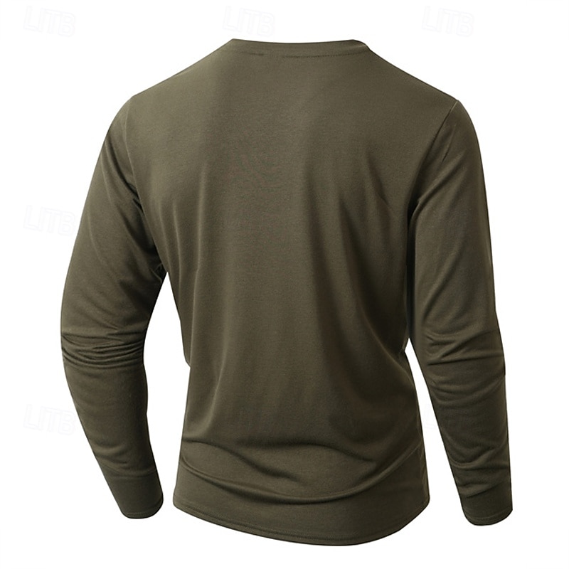 Per uomo Maglietta Maglia Henley Camicia a Maniche Lunghe Manica Lunga Henley Primavera Autunno Semplice Moda Designer Essenziale Tasche Vacanza Streetwear Uscire Nero Bianco Blu marino Maglietta Top del 2026 a $23.99 –P18