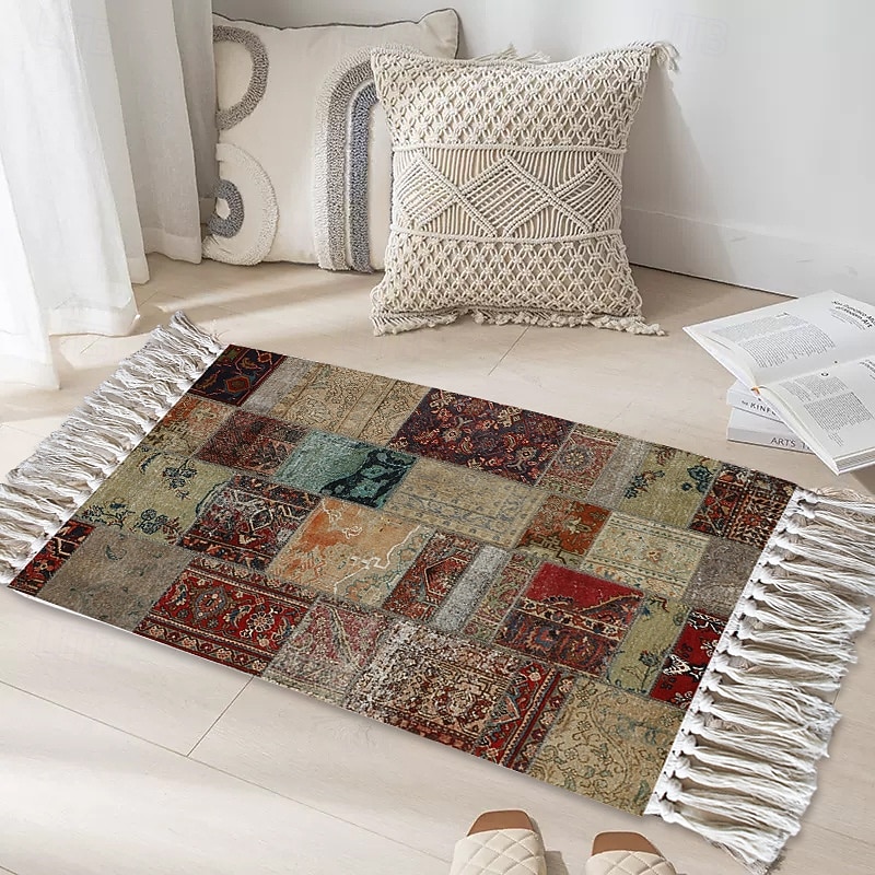 Ковры винтажные ручной работы для гостиной и спальни коврик из лоскутков для кофе-стола мягкий нескользящий машинная стирка 2026 - $26.99 –P5