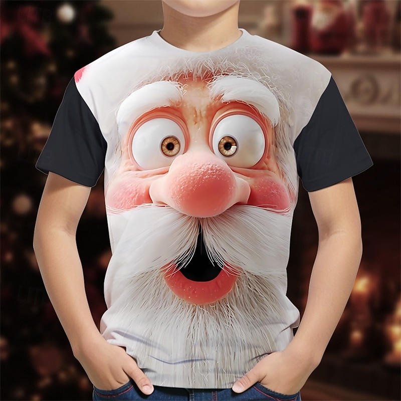 Christmas Boys' 3D Graphic Santa Claus T shirt Tee Short Sleeve Summer Spring Fashion Basic Kids 4-12 Years Crew Neck Outdoor Casual Daily Regular Fit 2025 - $11.99 –P1