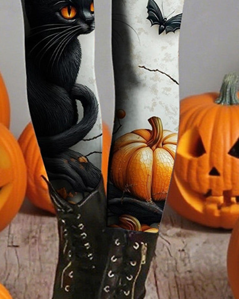 Жен. Леггинсы Уютные леггинсы Классический На каждый день Полная длина ЗавышеннаяPantsHalloween Кот Тыква Рисунок Сохраняет тепло Удобный Эластичная Отпуск Повседневные Праздники Белый Осень Зима 2025 - $21.99 –P3