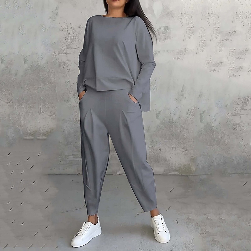 Damskie Komplety dresowe Dres 2-częściowy Stroje do salonu z kieszenią Solidne kolory Zestawy odzież Jesień Czarny Biały Siłownia Bieganie Zdatność Lekki Oddychający Długi rękaw Sport Odzież sportowa 2025 - $14.99 –P9