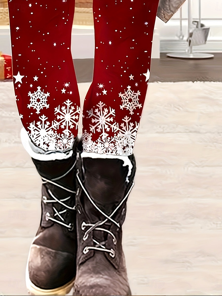 Femmes Leggings Vacances ancien Mode Longueur complète Taille hautePantsNoël Graphique Dégradé Motif de flocon de neige Impression Doux Respirant Haute Élasticité Vacances Rue Décontracté Rouge de 2025 ? $26.99 –P3