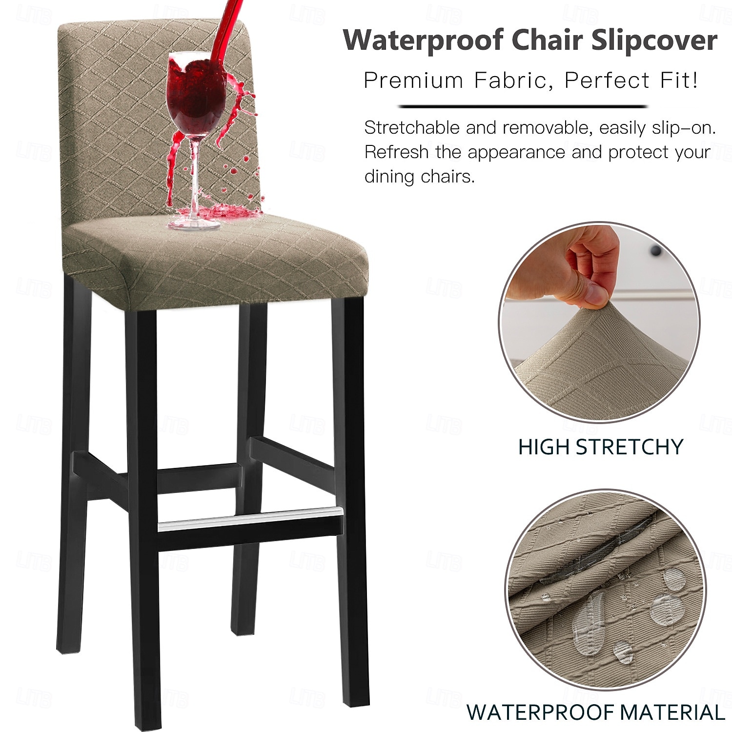 водонепроницаемые чехлы для стульев-табуретов, чехлы для стульев из спандекса с ромбовидным жаккардом, универсальные всесезонные чехлы для стульев для банкетов, свадеб и домашнего декора 2026 - $8.99 –P10