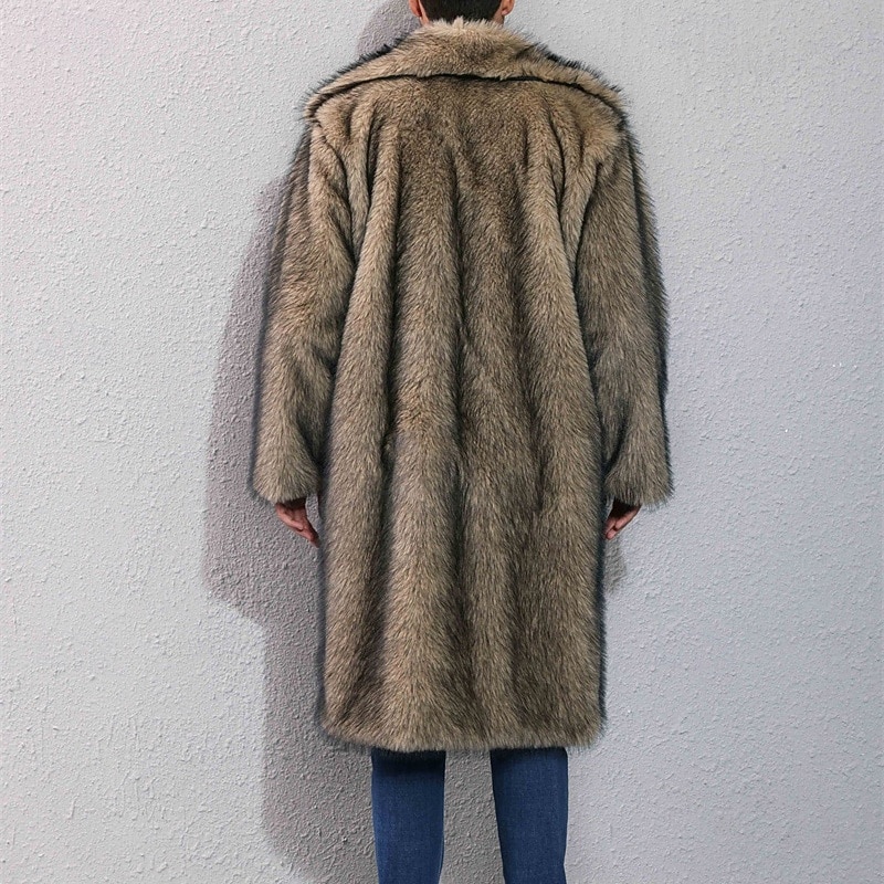 Herren Freizeitjacke Kunstpelzmantel Urlaub Täglich Thermowarm Plüsch Herbst Winter Einfach Mode Streetwear Revers Lang Weiß Gelb Kamel Grau Jacken 2025 - $58.99 –P7