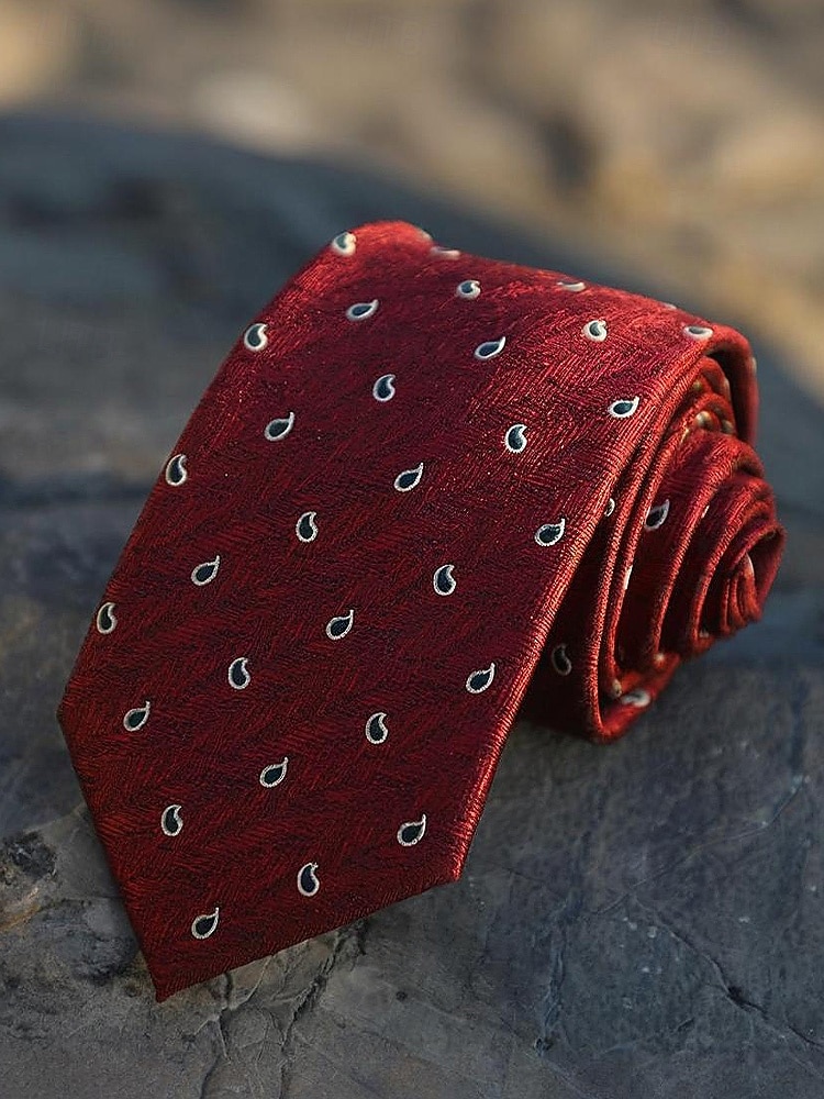 Cravate en soie pour homme, classique, rayée et cachemire, accessoire de fête de mariage d'affaires formel, cadeau de Noël élégant pour lui de 2026 ? $11.99 –P11