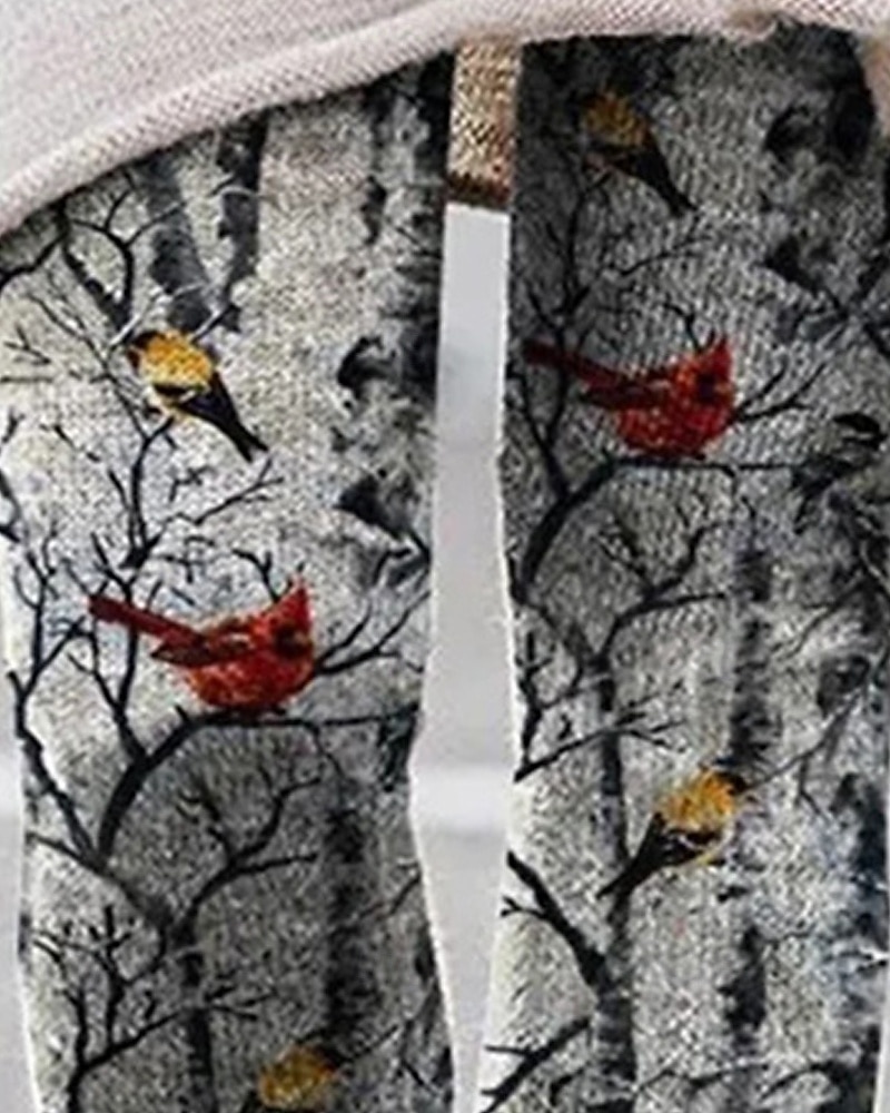 Naisten Housut Leggingsit Mukavat leggingsit Katutyyli Vapaa-aika Täyspitkä Korka vyötärö Lintu Joustava vyötärö Painettu Hengitettävyys Mukava Elastinen Loma Katu Arki-asut Harmaa Kevät Syksy 2025 - $17.99 –P2