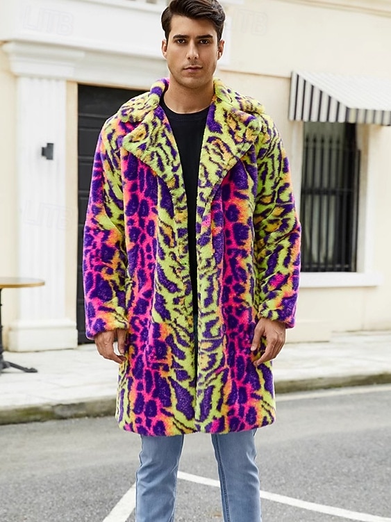 Hombre Abrigo de invierno Abrigo de Piel Gabardina Vacaciones Casual Invierno Poliéster Suave Al Aire Libre Ropa de calle Ropa Atrevido Calentadores Leopardo Bolsillo Diseño 2026 - $91.99 –P5