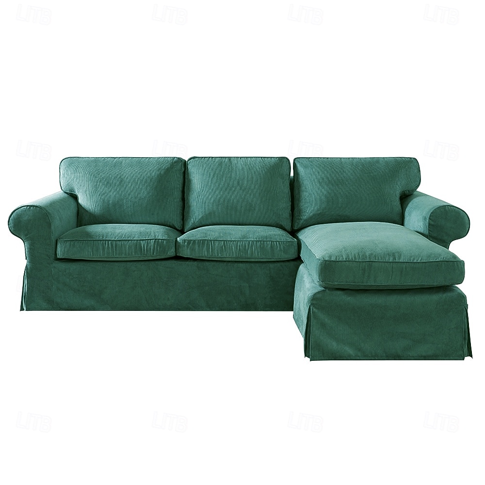 Divano a 3 posti Ektorp con fodera per chaise longue, fodera in velluto a coste trapuntato in tinta unita, resistente protezione antiscivolo per il soggiorno del 2025 a $348.39 –P11