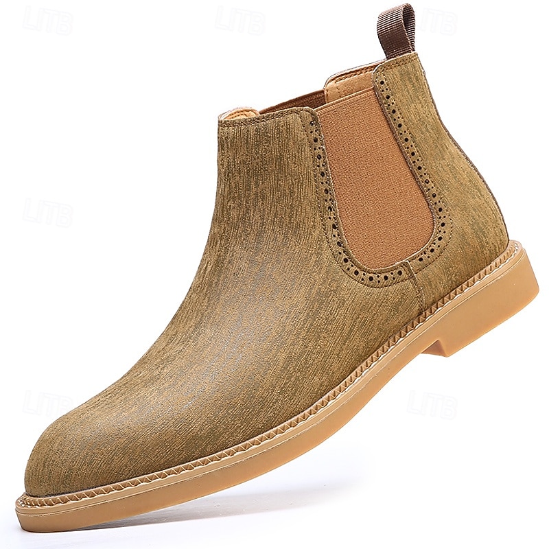 stivali chelsea da uomo color cachi, stile casual e leggero alla caviglia con soffietti elastici, per l'ufficio, le uscite del fine settimana e il comfort quotidiano del 2026 a $59.99 –P2