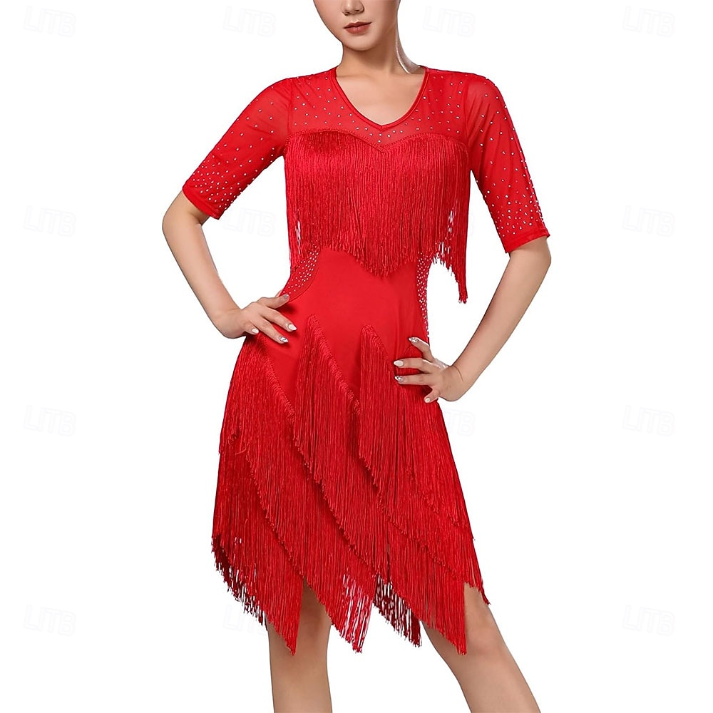 Λάτιν Χοροί Φόρεμα Φούντα Κόψιμο Παγιέτες Γυναικεία Επίδοση Εκπαίδευση Θεματικό κόμμα Κοντομάνικο 100% Βαμβάκι 2026 - $83.99 –P10