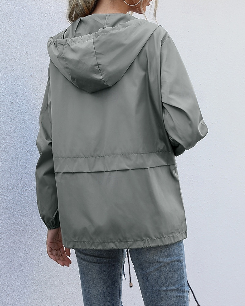 Mulheres Casaco com capuz Confortável Zíper Bolsos Casual Tecido Férias Roupa Diária Para Noite Final de semana Padrão Com Capuz Normal Manga Longa agasalhos Preto Vinho Cinzento Claro Primavera de 2025 por $28.99 –P11