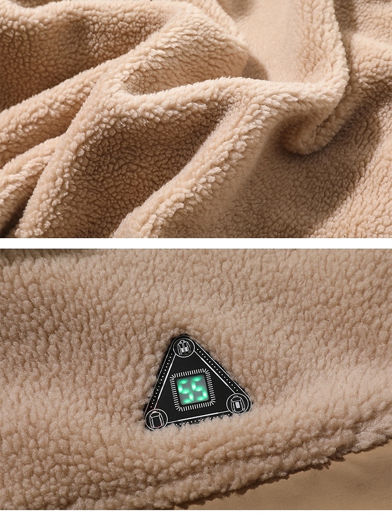 Giacca in pile da uomo, giacca riscaldata, formale, da casa, tascabile, autunno inverno, tinta unita, attiva, neutra, colletto della camicia, giacca nera kaki normale (batterie non incluse) del 2025 a $111.99 –P7