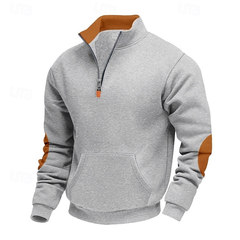 Homens Moletom Moletom com capuz Estacionar Moletom com zíper Preto Verde Tropa Azul Marinha Camelo Cinza Claro Colarinho Clerical Tecido Patchwork Bolsos Bloco de cor Desportos e Ar livre Casual de 2025 por $23.99 –P5