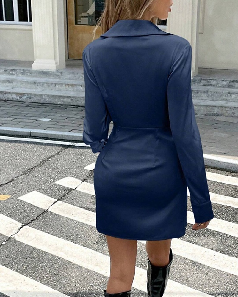 Damskie Sukienka mini Czarna sukienka Sukienka na imprezę Sukienka koktajlowa Satynowa sukienka Moda Nowoczesny Impreza Wieczorna impreza Spotkanie towarzyskie Regularny Równina Długi rękaw 2025 - $34.99 –P20