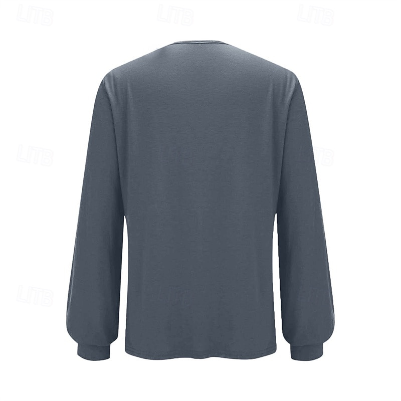 Femmes T-shirt Couleur Unie ancien Mode Élégant manche longue Col ras du cou Col rond Hauts Réguliers Quotidien Week-end Paillettes Patchwork Gris Printemps Automne de 2025 ? $23.99 –P3