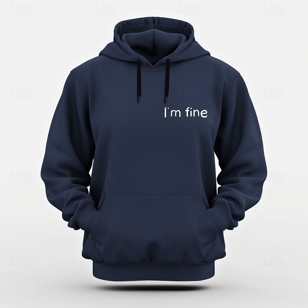Hoodie graphique pour homme "Je vais bien" humour sarcastique pouces levés mode de vie à manches longues de 2026 ? $28.99 –P2